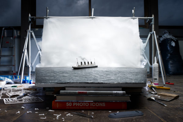 Jojakim Cortis & Adrian Sonderegger, Making of „The last photo of the Titanic afloat“ (by Francis Browne, 1912), 2014. © Jojakim Cortis & Adrian Sonderegger, Courtesy East Wing.